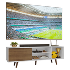 Centro de Entretenimiento Mesa para TV Torino Hasta 80 Pulgadas Blanco/Marrón (Patas Marrón)