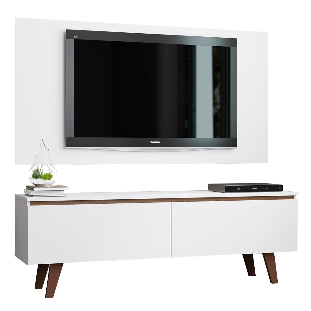 Centro de Entretenimiento para TV Le Mans Mesa y Panel Hasta 55 Pulgadas Blanco
