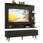 Centro de Entretenimiento para TV Reims Mesa y Panel Hasta 60 Pulgadas Negro