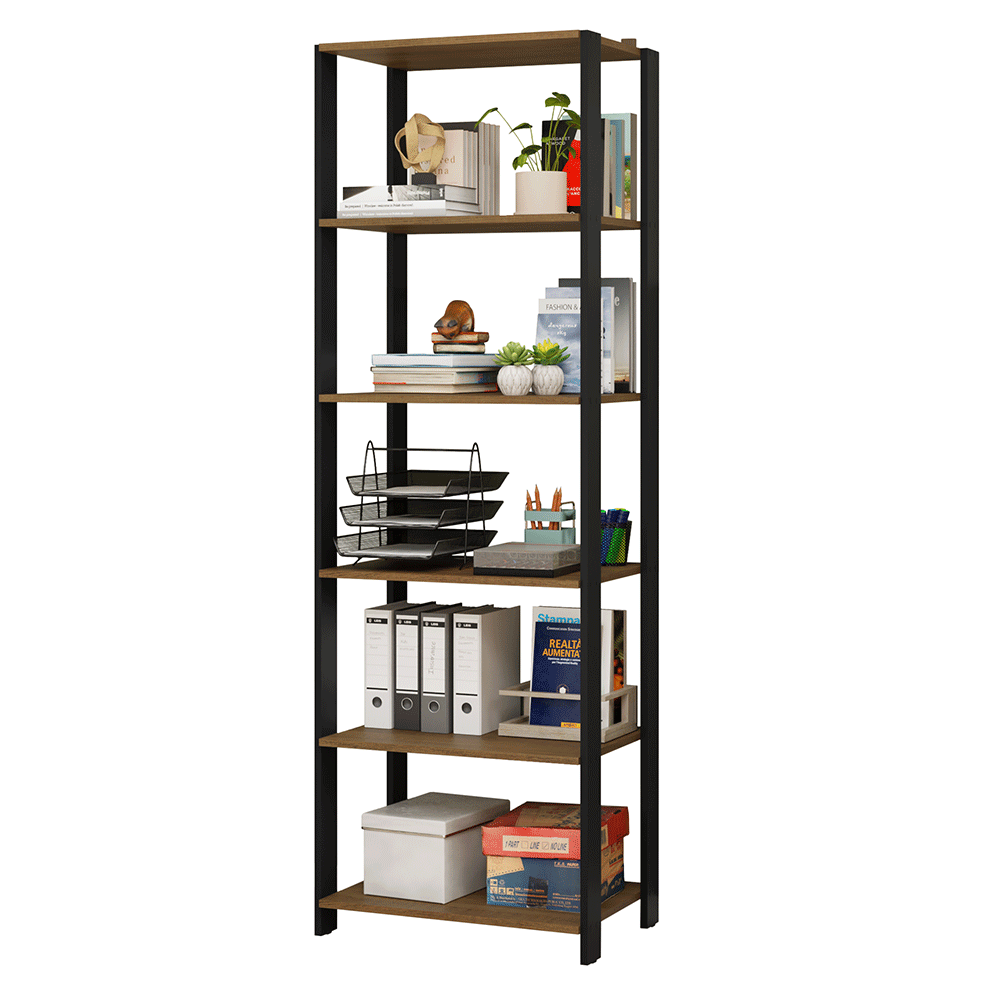 Armário Estante Multiuso para Oficina con 5 Niveles 59 cm Marrón/Negro