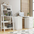 Escritorio de Oficina Alaska 136 cm + Mueble Estante Librero Blanco Madesa