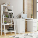 Escritorio de Oficina Alaska 136 cm + Mueble Estante Librero Blanco Madesa