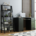 Escritorio de Oficina 136 cm Alaska + Mueble Estante Librero Negro Madesa