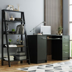 Escritorio de Oficina 136 cm Alaska + Mueble Estante Librero Negro Madesa