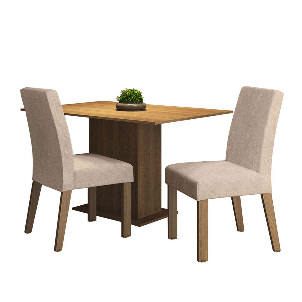 Juego de Comedor Manu Tablero Rectangular de Madera con 2 Sillas Marrón/Imperial Madesa