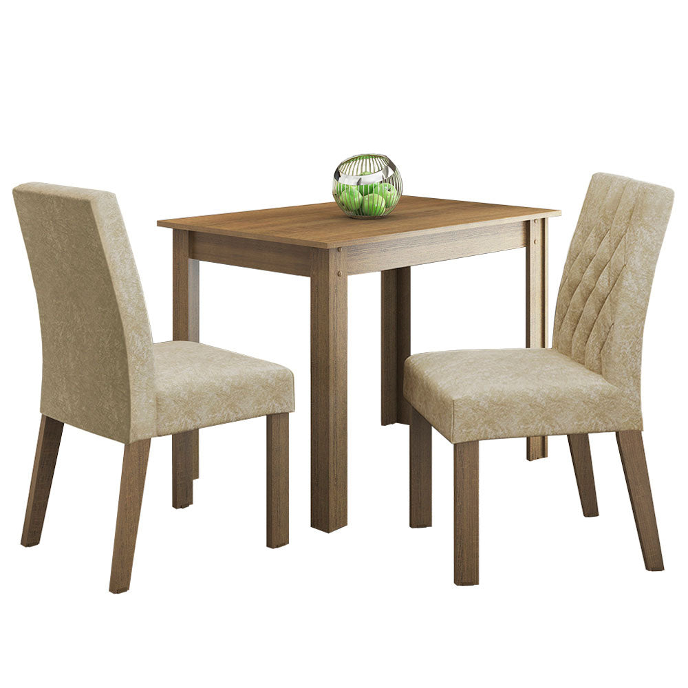 Juego de Comedor Lidia con 2 Sillas Marrón/Imperial