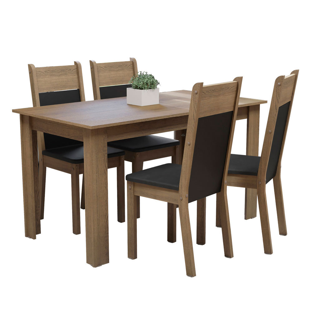Juego de Comedor Ellen con 4 Sillas Marrón/Negro