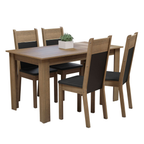 Juego de Comedor Ellen con 4 Sillas Marrón/Negro