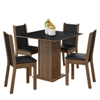 Juego de Comedor Alana con 4 Sillas Marrón/Negro/Sintético