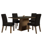 Juego de Comedor Flavia con 4 Sillas Oxford Marrón/Negro/Oxford