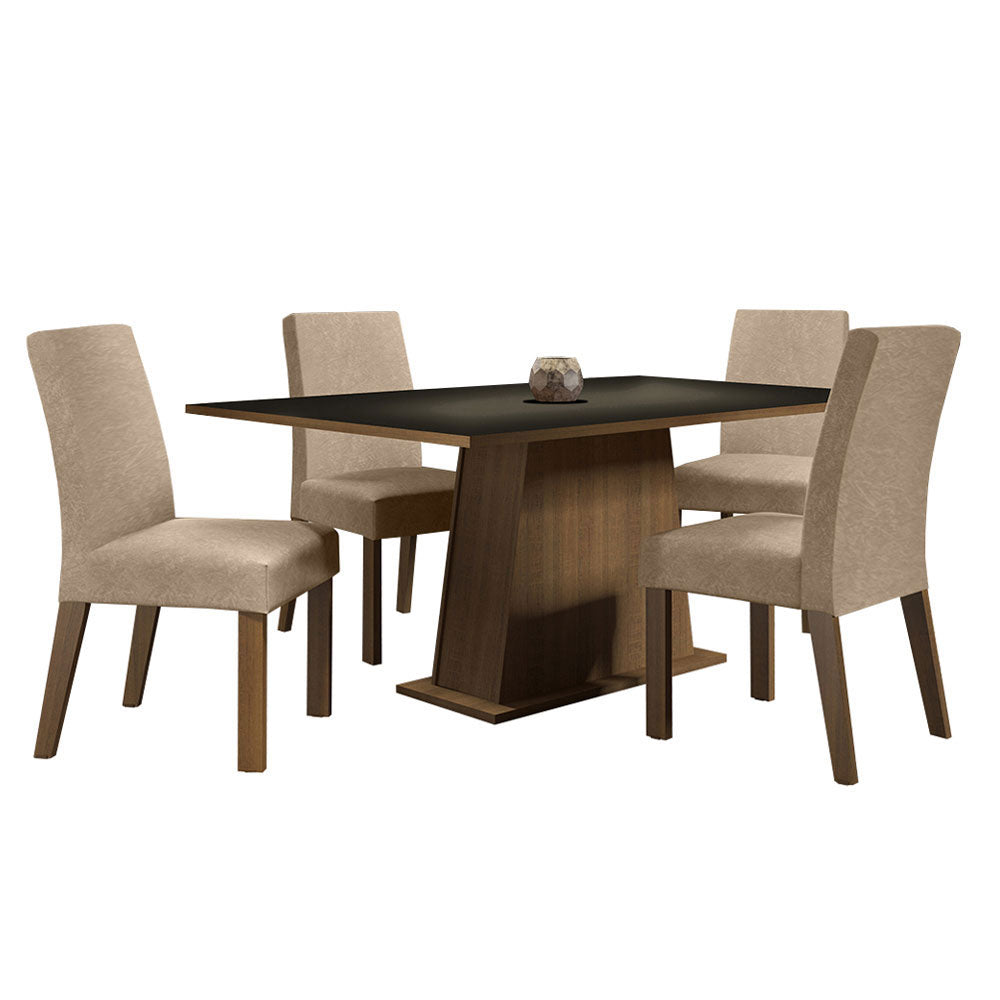 Juego de Comedor Flavia con 4 Sillas Marrón/Negro/Imperial