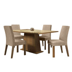 Juego de Comedor Sabrina con 4 Sillas - Tablero de Madera y Cristal Marrón/Crema/Imperial