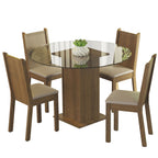 Juego de Comedor Débora con 4 Sillas - Encimera Redonda de Cristal
