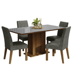 Juego de Comedor Avril con 4 Sillas - Tablero de Madera y Cubierta de Cristal Marrón/Gris/Plateado
