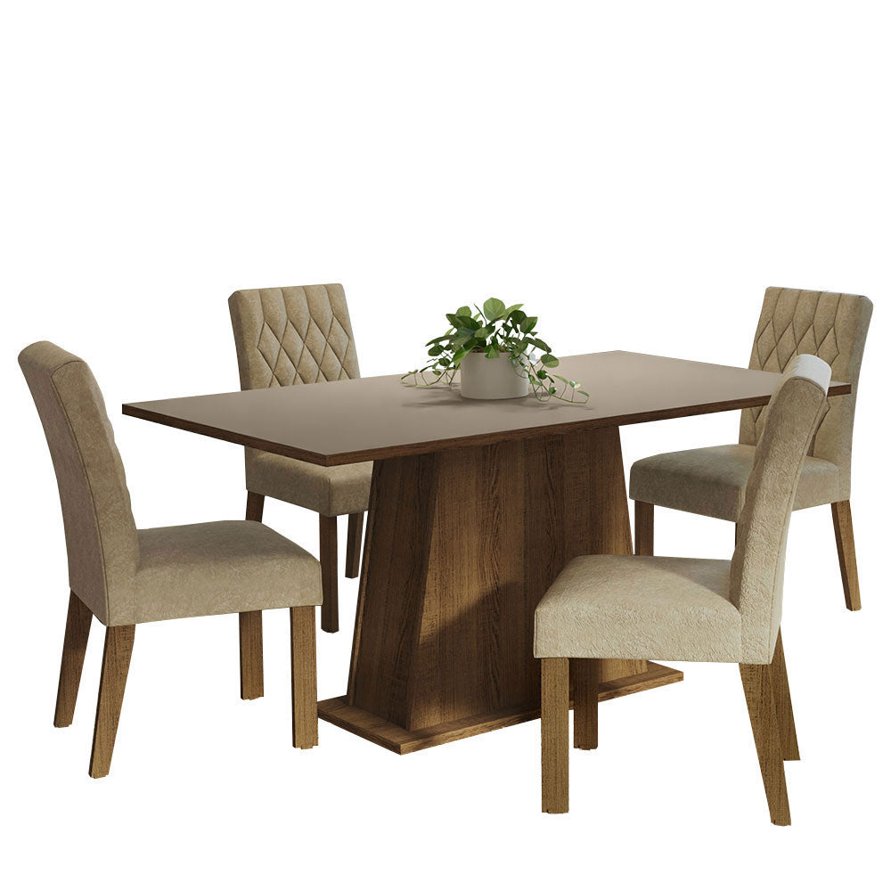 Juego de Comedor Ashley con 4 Sillas Marrón/Crema/Imperial