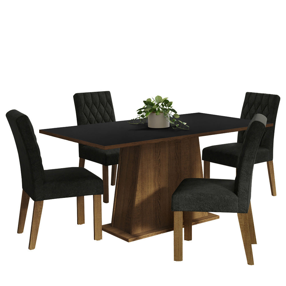 Juego de Comedor Ashley con 4 Sillas Oxford Marrón/Negro/Oxford