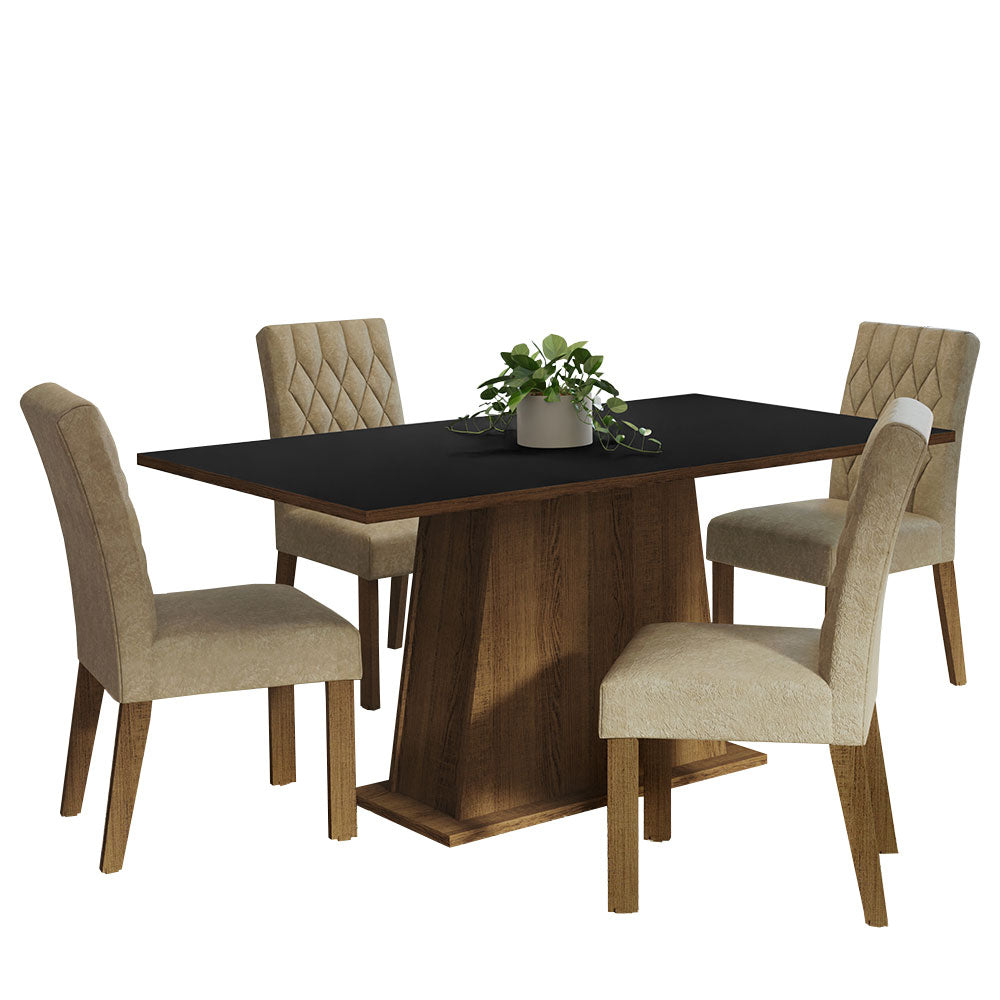 Juego de Comedor Ashley con 4 Sillas Marrón/Negro/Imperial