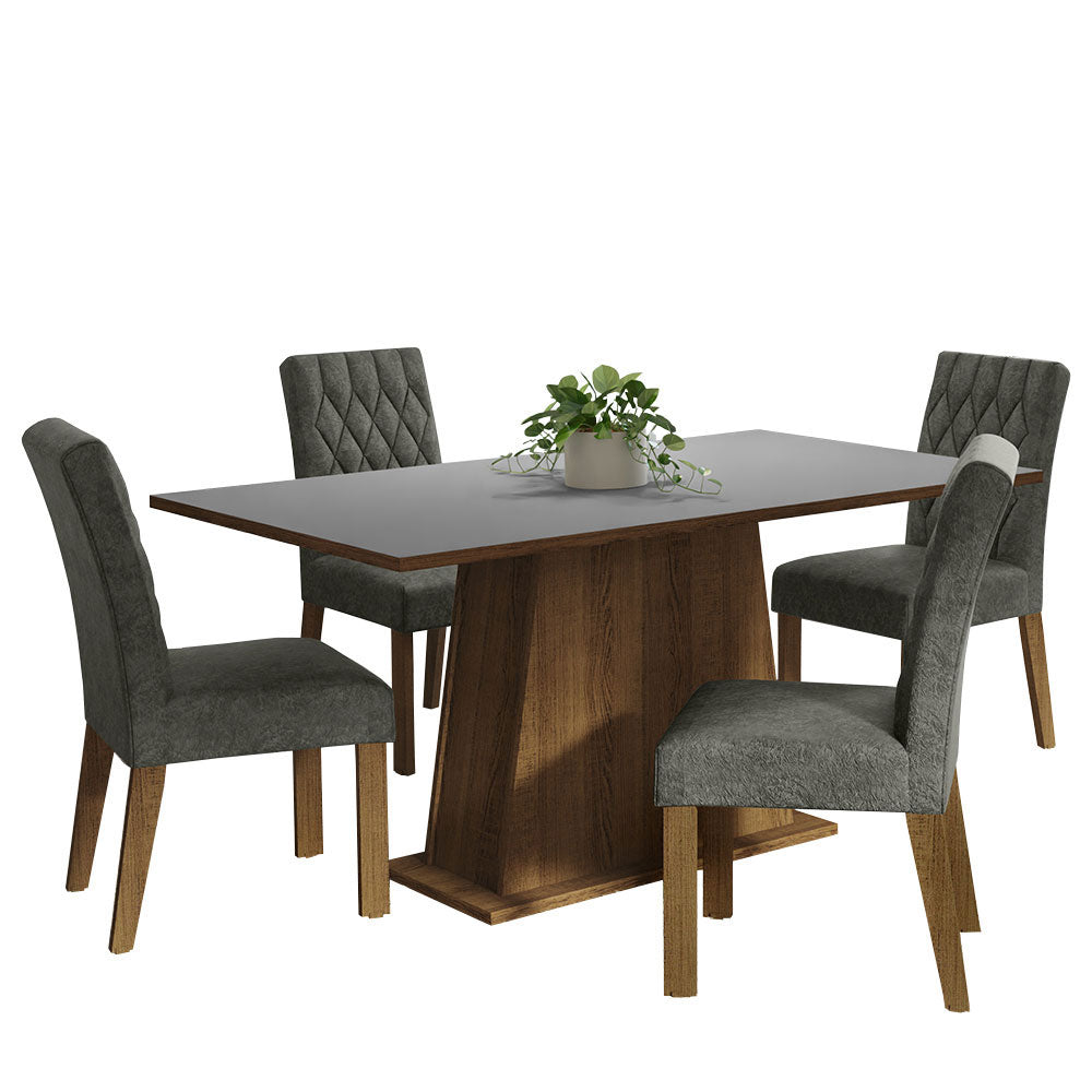 Juego de Comedor Ashley con 4 Sillas Marrón/Gris/Plateado
