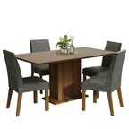 Juego de Comedor Keila con 4 Sillas Marrón/Crema/Plateado