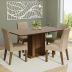 Juego de Comedor Keila con 4 Sillas Marrón/Crema/Imperial