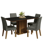 Juego de Comedor Keila con 4 Sillas Marrón/Negro/Plateado