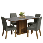 Juego de Comedor Keila con 4 Sillas Marrón/Gris/Plateado