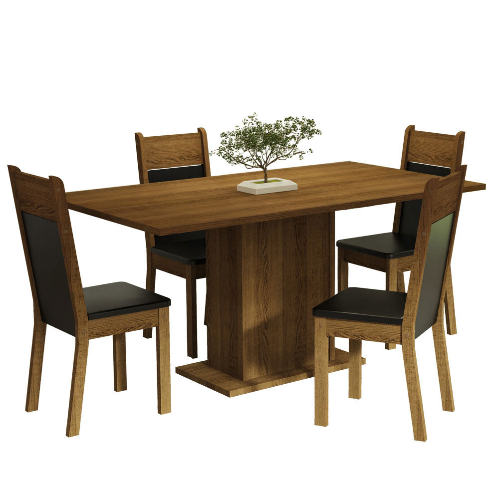 Juego de Comedor Elisa con 4 Sillas Marrón/Negro