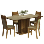 Juego de Comedor Elisa con 4 Sillas Crema/Marrón/Beige