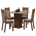 Juego de Comedor Claire con 4 Sillas Marrón/Crema/Beige