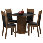Juego de Comedor Claire con 4 Sillas Marrón/Negro/Sintético Negro