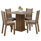 Juego de Comedor Briana con 4 Sillas Marrón/Crema