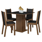 Juego de Comedor Briana con 4 Sillas Marrón/Negro