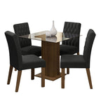 Juego de Comedor Noemi con 4 Sillas Encimera Cuadrada de Cristal Marrón/Oxford
