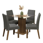 Juego de Comedor Ivy con 4 Sillas Encimera Cuadrada de Cristal Marrón/Plateado