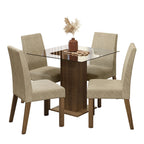 Juego de Comedor Ivy con 4 Sillas Encimera Cuadrada de Cristal Marrón/Imperial
