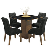 Juego de Comedor Anaju 4 Sillas Oxford - Tablero de Madera y Cristal