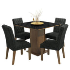 Juego de Comedor Anaju con 4 Sillas Oxford - Tablero de Madera y Cristal Marrón/Negro/Oxford