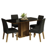 Juego de Comedor Avril 4 Sillas Oxford - Tablero de Madera y Cristal