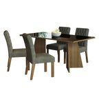 Juego de Comedor Harper con 4 Sillas - Tablero de Madera y Cristal Marrón/Negro/Plateado