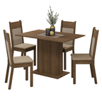 Juego de Comedor Madesa Sheila con 4 Sillas Marrón/Crema/Beige