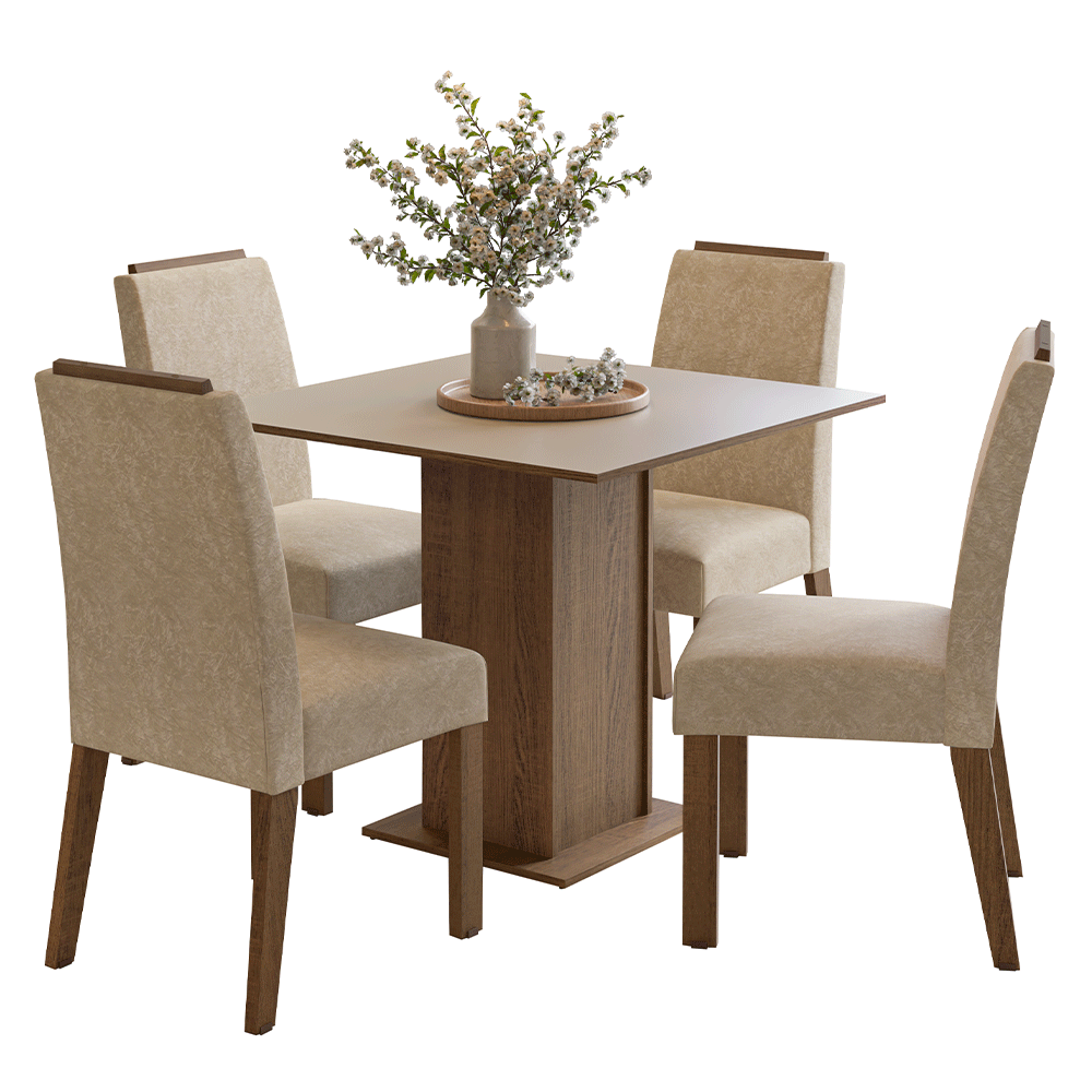 Juego de Comedor Aspen con 4 Sillas Marrón/Crema/Imperial