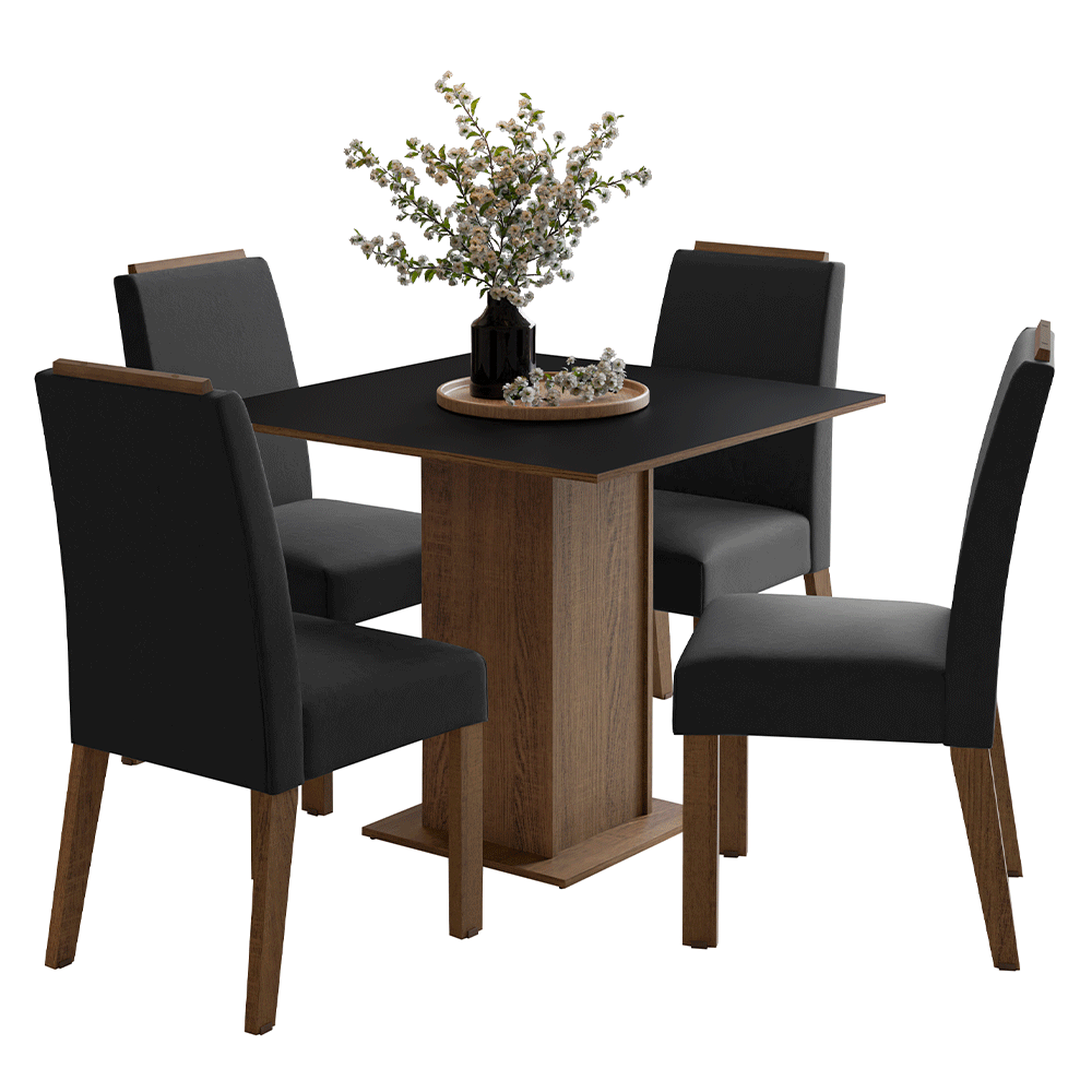 Juego de Comedor Aspen con 4 Sillas Marrón/Negro/Oxford