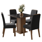 Juego de Comedor Sines con 4 Sillas - Tablero de Madera y Cristal MarrónNegroOxford