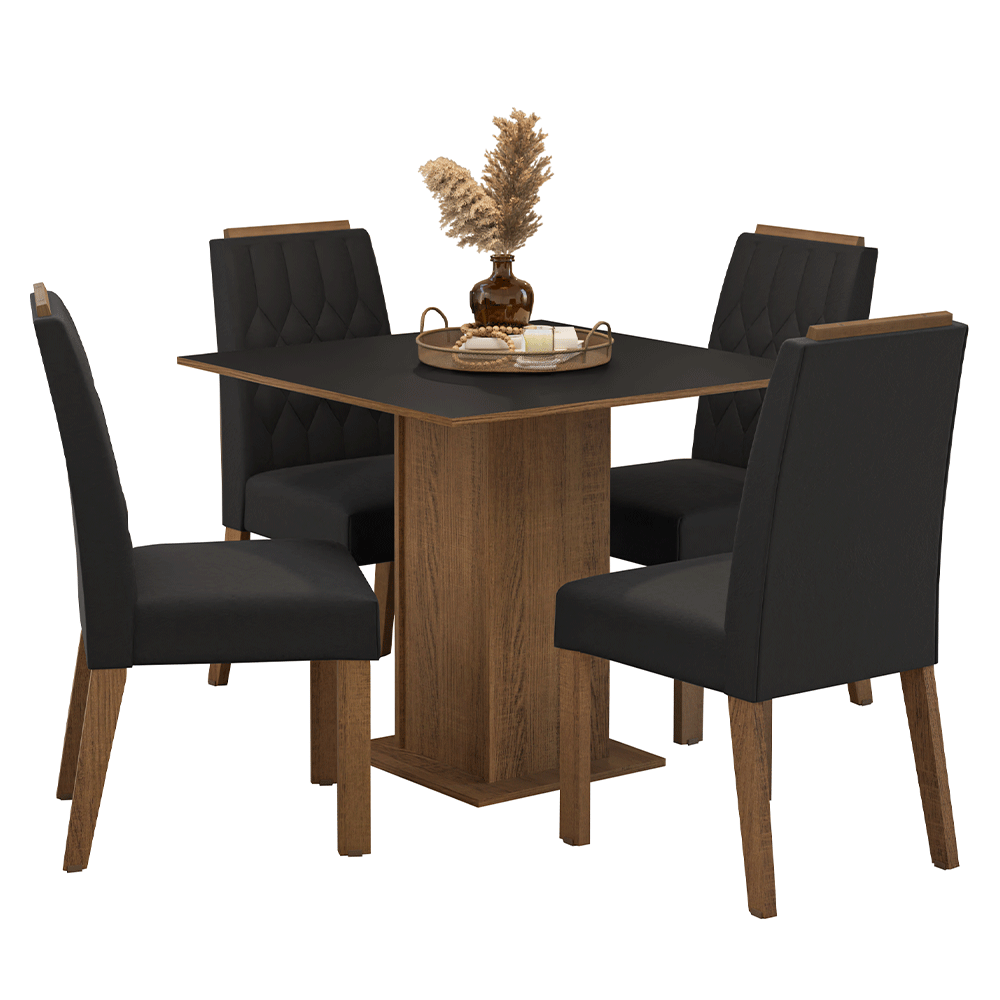 Juego de Comedor Cannes con 4 Sillas MarrónNegroOxford
