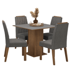 Juego de Comedor Cannes con 4 Sillas Marrón/Gris/Plateado