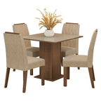 Juego de Comedor Capri con 4 Sillas - Tablero de Madera y Cristal Marrón/Crema/Imperial