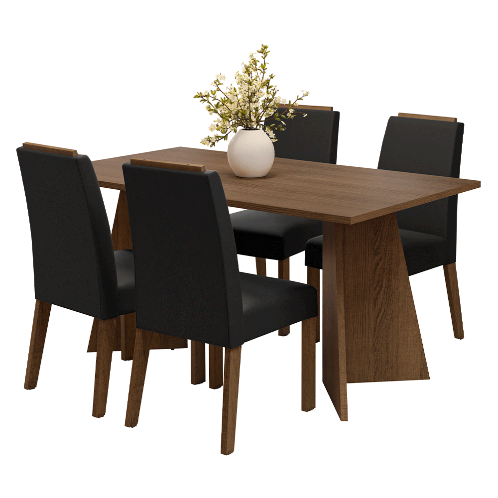 Juego de Comedor Évora con 4 Sillas Marrón/Oxford