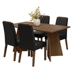 Juego de Comedor Évora con 4 Sillas Marrón/Oxford