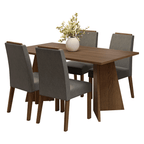 Juego de Comedor Évora con 4 Sillas Marrón/Plateado