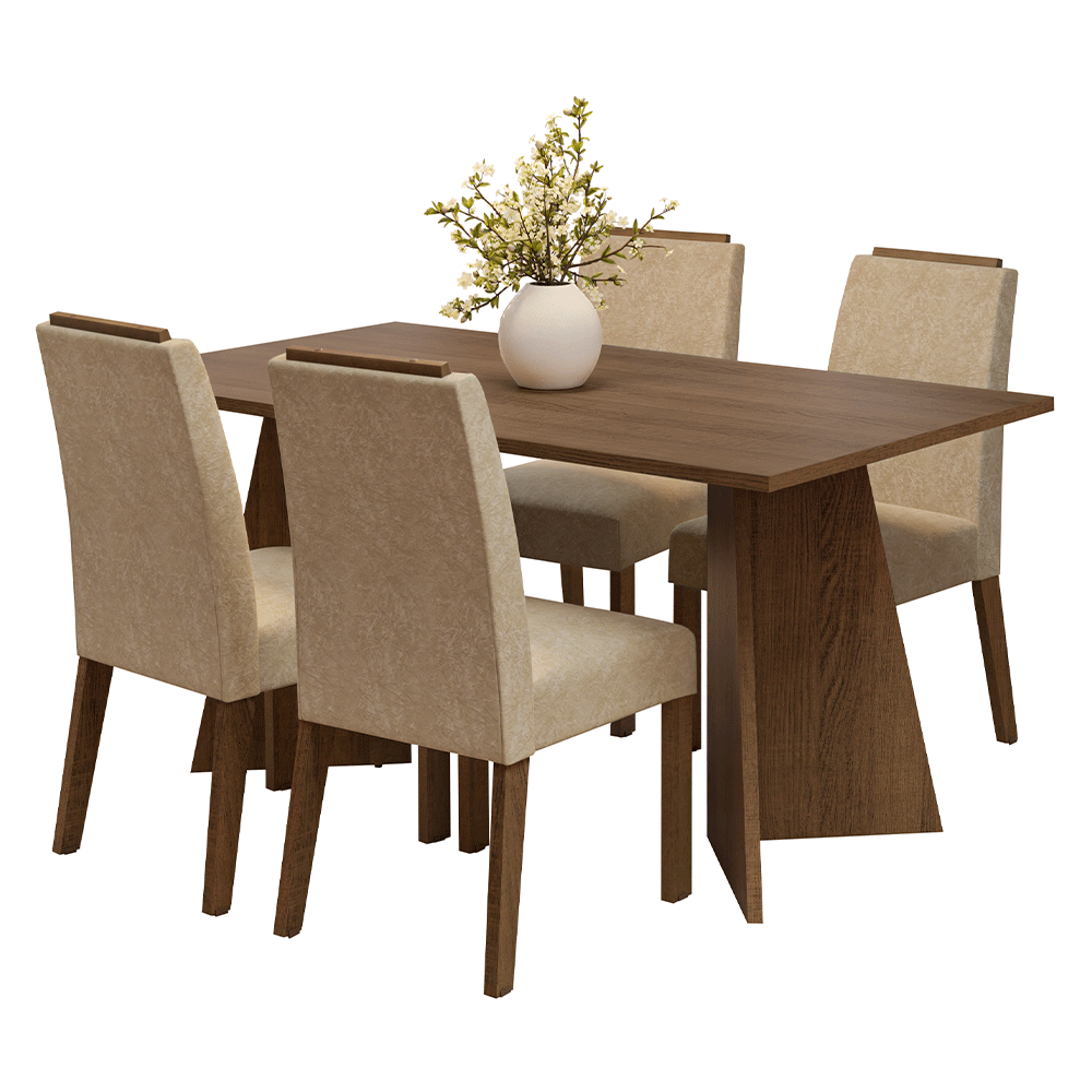 Juego de Comedor Évora con 4 Sillas Marrón/Imperial